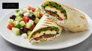 Grilled Halloumi cheese wrap